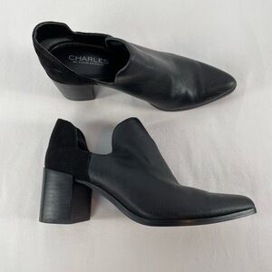 Charles‎ by Charles David Leather Cut Out Point Toe Bootie in Black Size 6